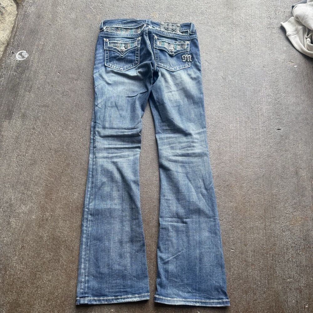 Y2K Miss Me Womens Jeans Bootcut 30 X 31 Bling Western Denim Gemstone